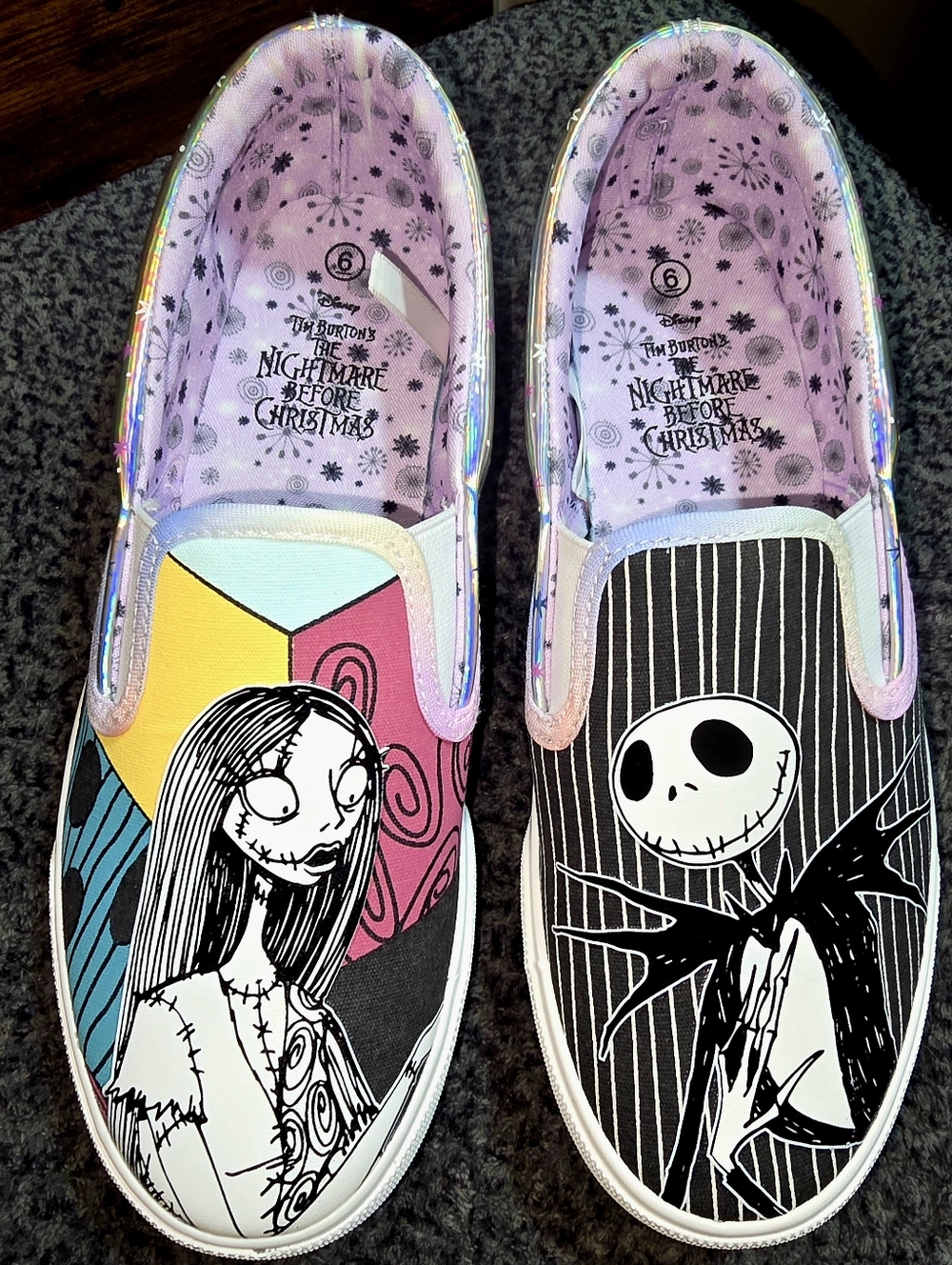 The Nightmare Before Christmas Mens 6 Womens 8 Slip-On Shoes - Jack & Sally